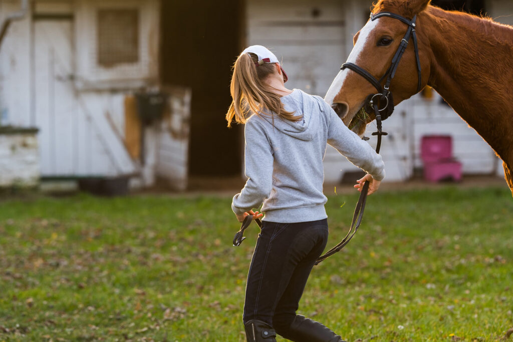 Young pretty girl preparing horse for ride - Landmark Chiropractic